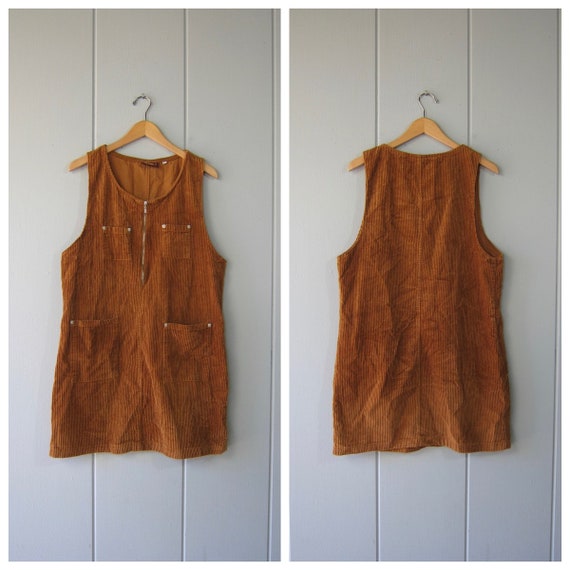 90s Corduroy Jumper | Dark Brown Cord Dress | Vin… - image 1