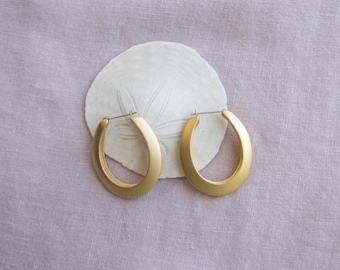 Golden Matte Hoop Earrings | 90s Thick Gold Hoops | Modern Minimal Jewelry