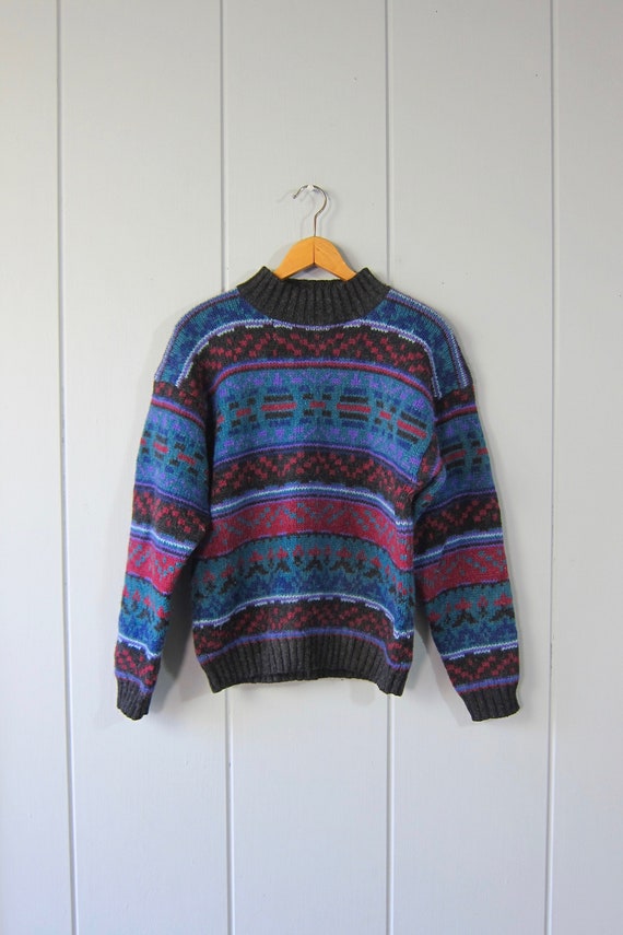 Woolrich Patterned Wool Sweater | 80s Colorful Fol