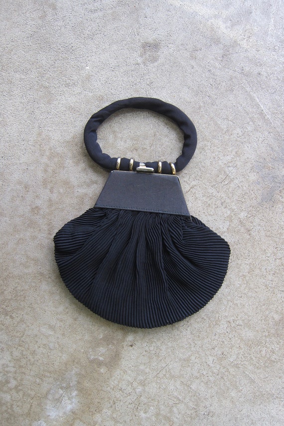 40s Black Fabric Tiny Handbag  | 1940s Art Deco T… - image 6