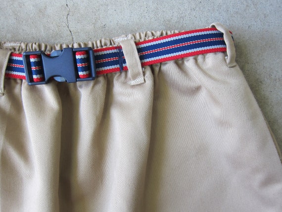 70s Aline Mini Skirt | Khaki Elastic Waist Belted… - image 2
