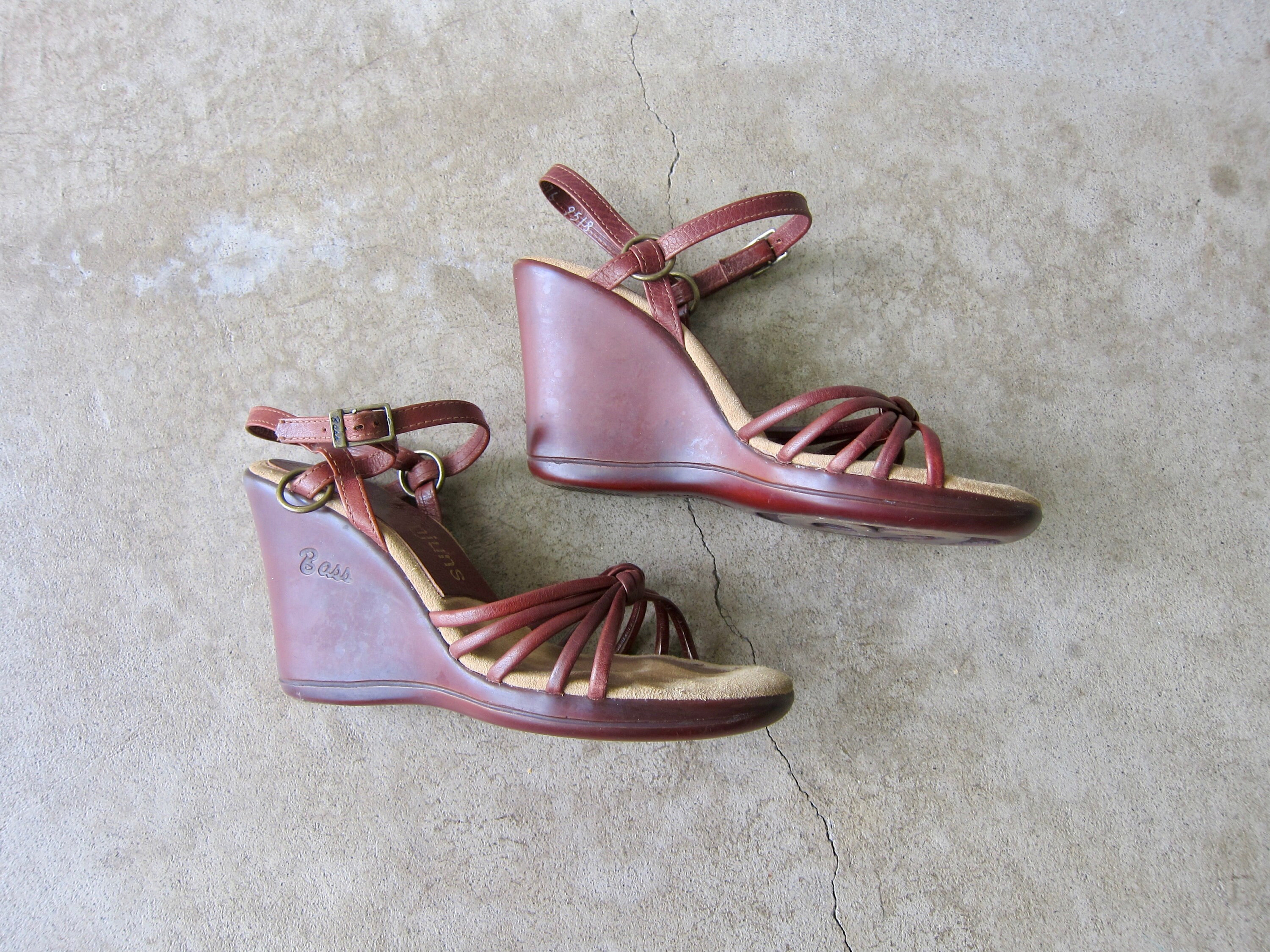 70s Reddish Brown Leather Wedge Sandals Hippie Boho Strappy Wedge Sunjuns Sandals 6M Etsy India