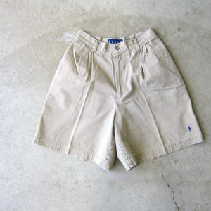 90s RALPH LAUREN Trouser Shorts | High Waist Pleated Khaki Shorts | Modern Pleated Pocket POLO Shorts - size 8