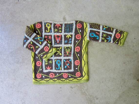 Vintage Hand Knit Italian Sweater | Colorful Flora