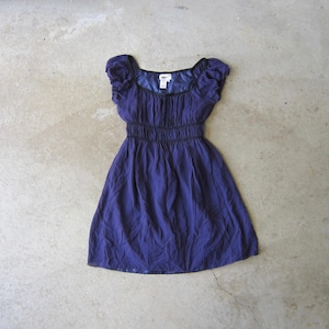 90s Y2K Ruched Silk Mini Dress – Vintage Capped Sleeve Party Dress – Dark Purple Gathered Silk Dress