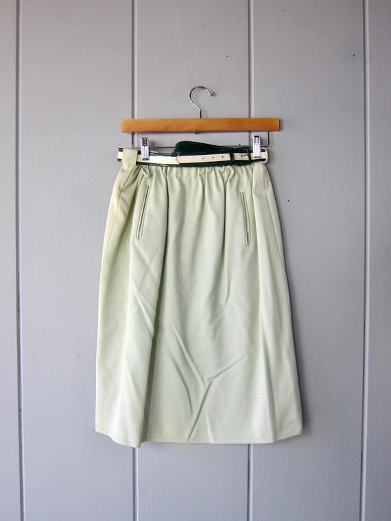 Mintgroene wollen kokerrok jaren 70 Vintage Anne Klein rok met elastische taille Zeegroene minimale mod lente rok met riem Deadstock CJ Etsy Nederland
