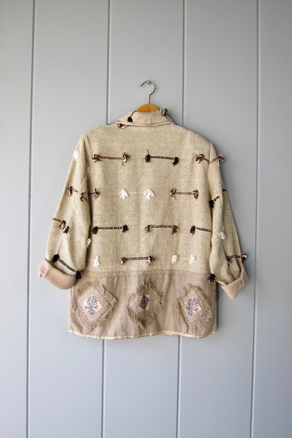 90s Oversized Textile Jacket | Woven Linen Cotton… - image 8