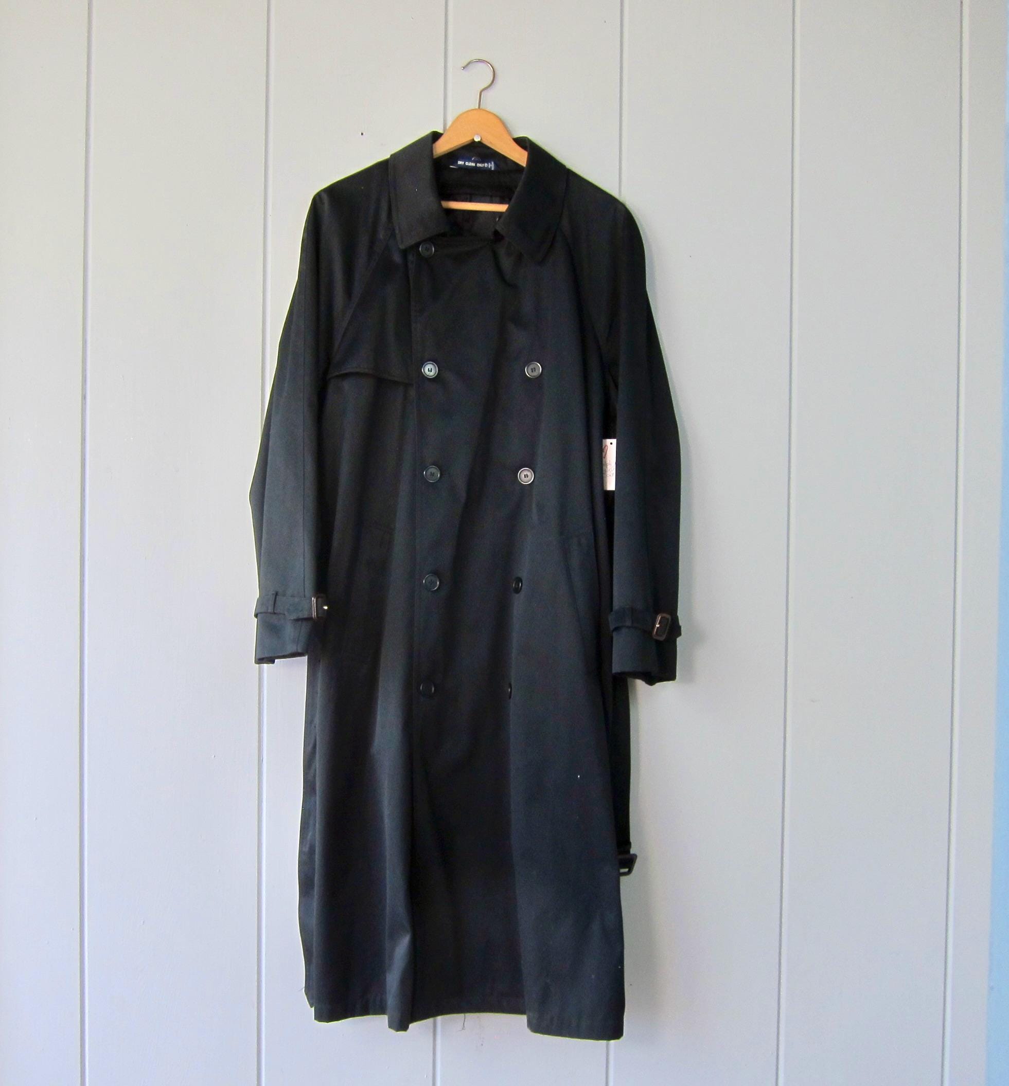 90s RALPH LAUREN Navy Blue Trench Coat | Vintage Double Breasted