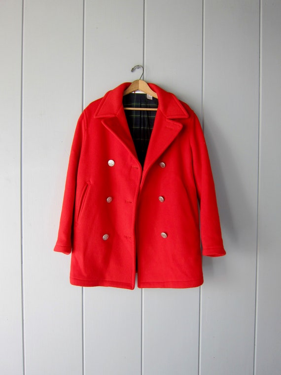 90s Red Wool Pea Coat | DKNY Heavy Wool Peacoat |… - image 2