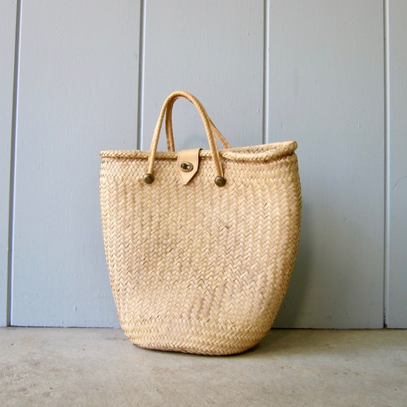 80s Mexican Handwoven Palm Tote | Vintage Mercado… - image 3