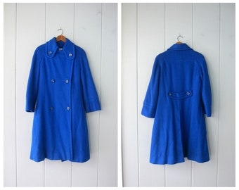 80s Cobalt Blue Wool Coat | Vintage Heavy Wool Designer Coat | I. Magnin Double Breasted Winter Coat | Deadstock Vintage CJ