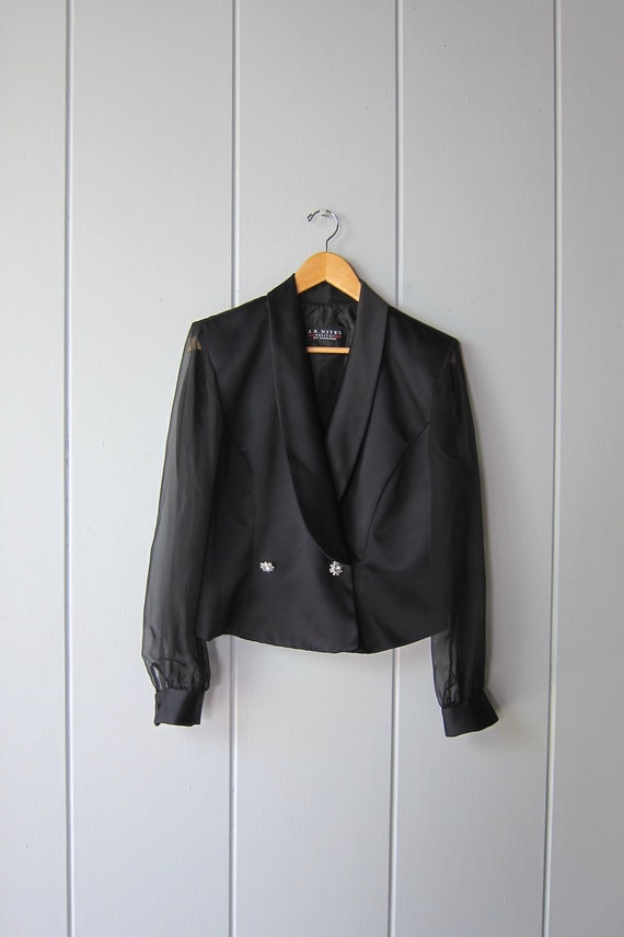 Sheer Sleeve Black Blazer | 90s Modern J.R Nites T