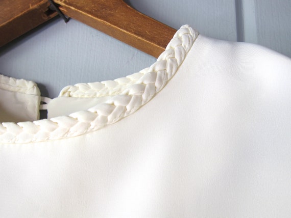 80s Creamy White Secretary Blouse | Vintage Braid… - image 3