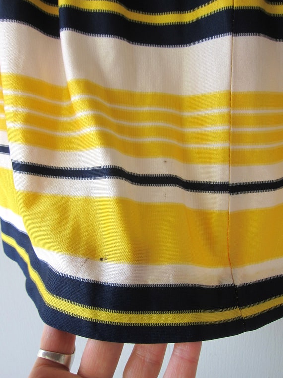 60s Mod Mini Skirt | Yellow Blue Striped Skirt | … - image 7