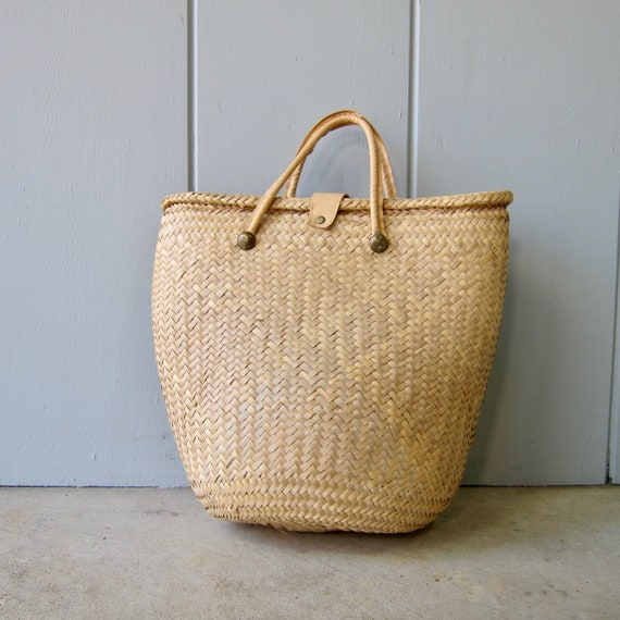 80s Mexican Handwoven Palm Tote | Vintage Mercado… - image 4