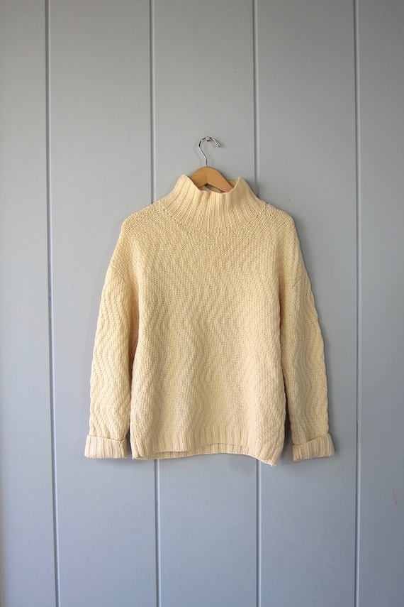 Vintage Handwoven Chunky Knit Sweater | Cream Natu