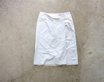 90s Creamy White Wrap Skirt | Vintage RALPH LAUREN Wrap Skirt | Minimal Knee Length Skirt