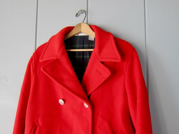 90s Red Wool Pea Coat | DKNY Heavy Wool Peacoat |… - image 3