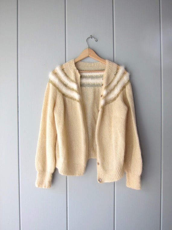 60s Mohair & Angora Cardigan Sweater | Hand Knit … - image 4