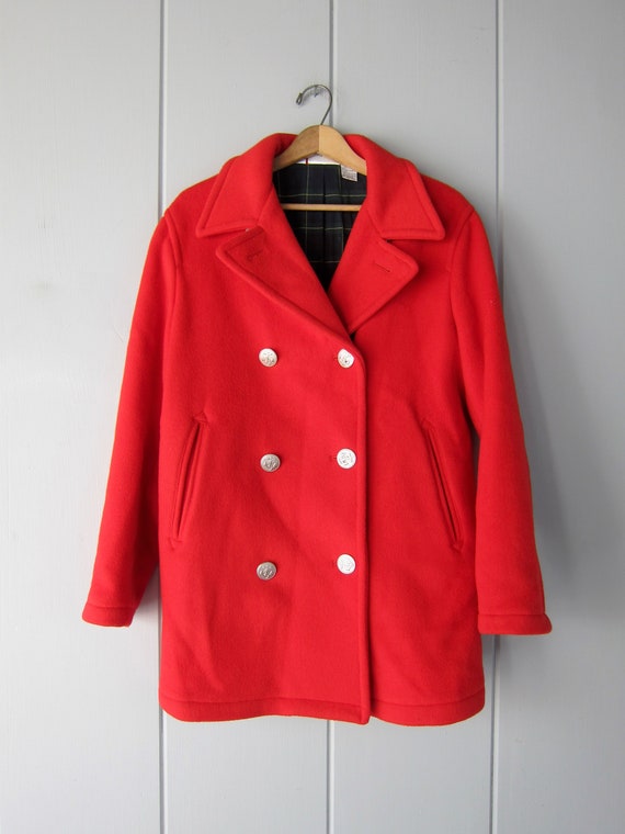 90s Red Wool Pea Coat | DKNY Heavy Wool Peacoat |… - image 5