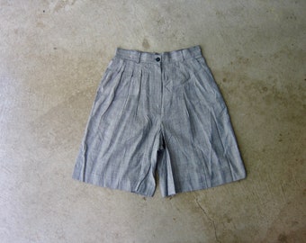 90s Preppy Plaid Shorts | Women's High Waist Pleated Shorts | Vintage Modern Office Shorts