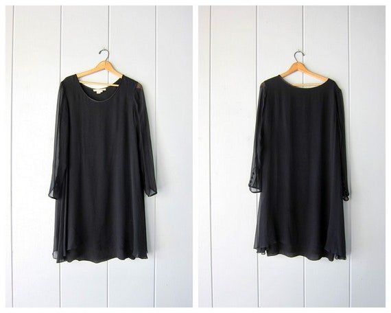 Minimal Black Silk Dress | Loose Fit Silk Midi Dre