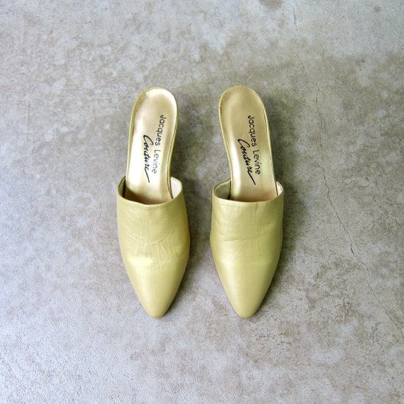 Gold Leather Mules | 80s Jacques Levine Couture Sl