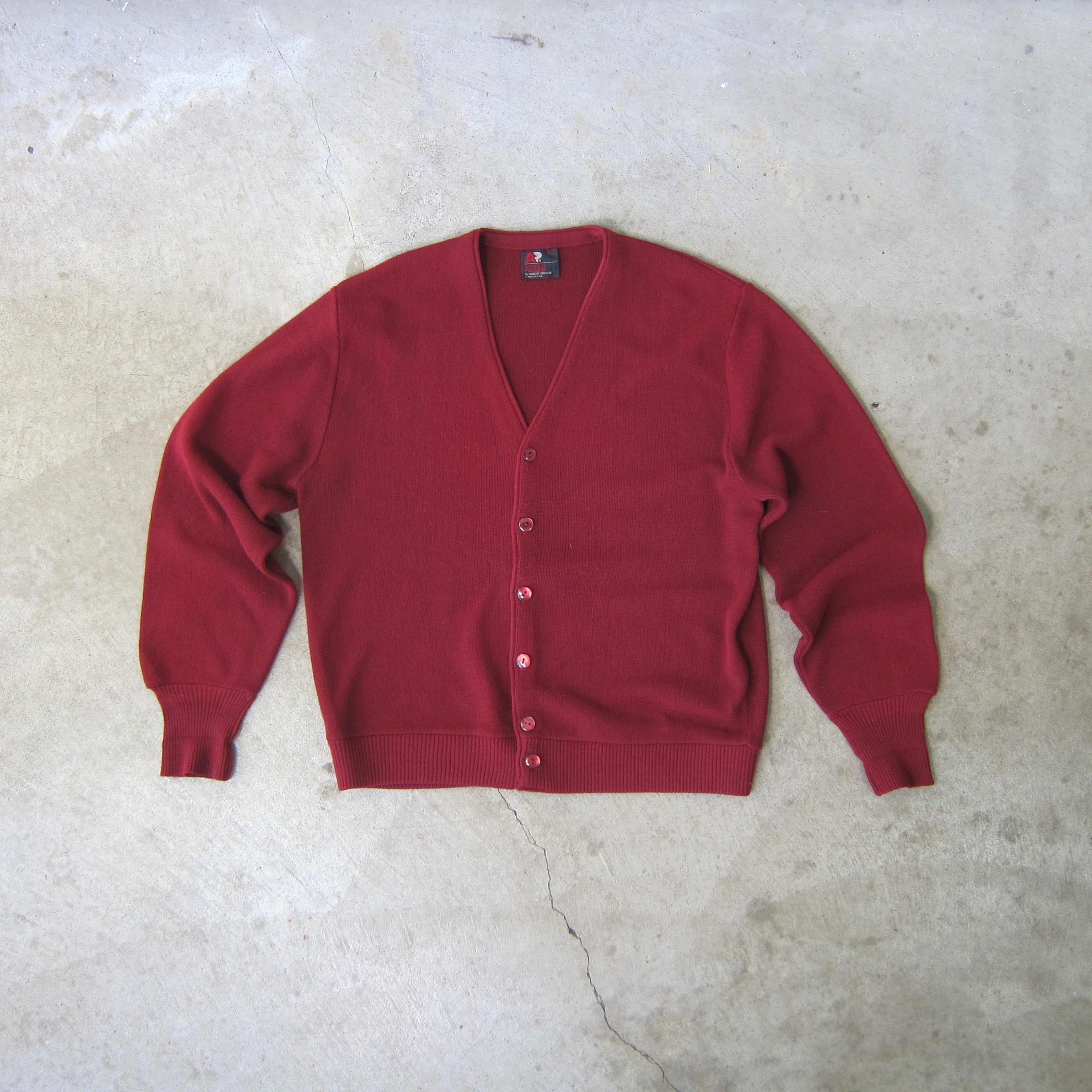 70s Wine Red Grandpa Cardigan Slouchy Button up Sweater