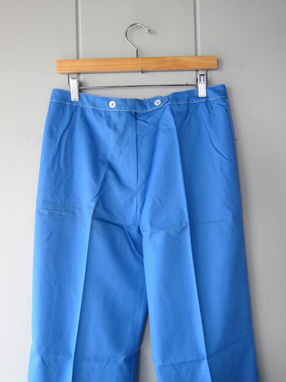 70s Anne Klein Wide Leg Pants | 1970s Blue Sailor… - image 3