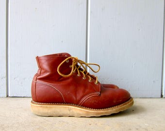 Vintage Red Wing Irish Setter Boots Leather Red Brown Work Boots Shoes Women's Size 7.5 / Made in USA