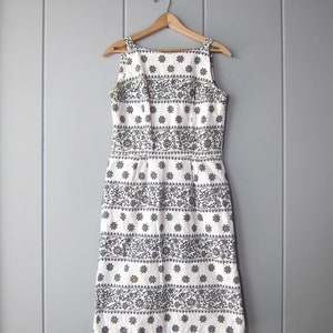 60s Floral Cutwork Mid Century Sundress | Sleeveless Tea Party Dress