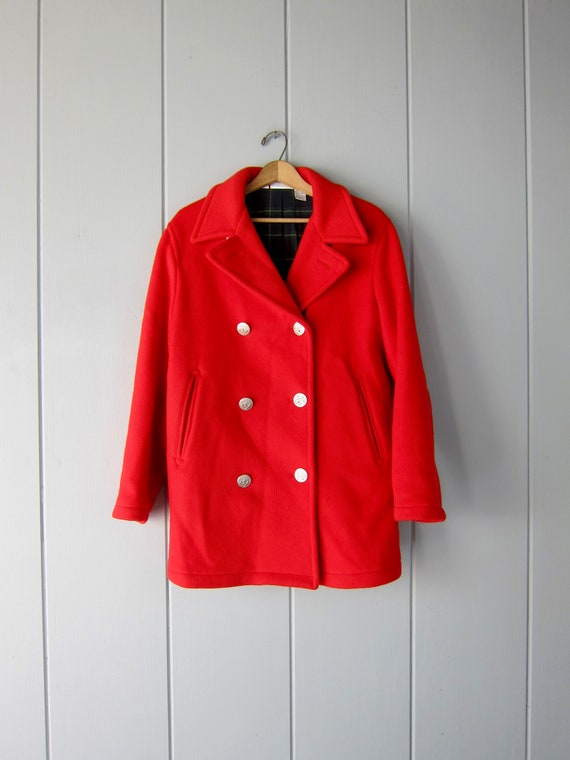 90s Red Wool Pea Coat | DKNY Heavy Wool Peacoat |… - image 4