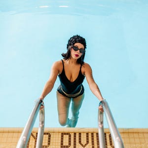 80s Black One-Piece Swimsuit – Backless Retro 1980s Knit Bathing Suit | Vintage Summer Swimwear