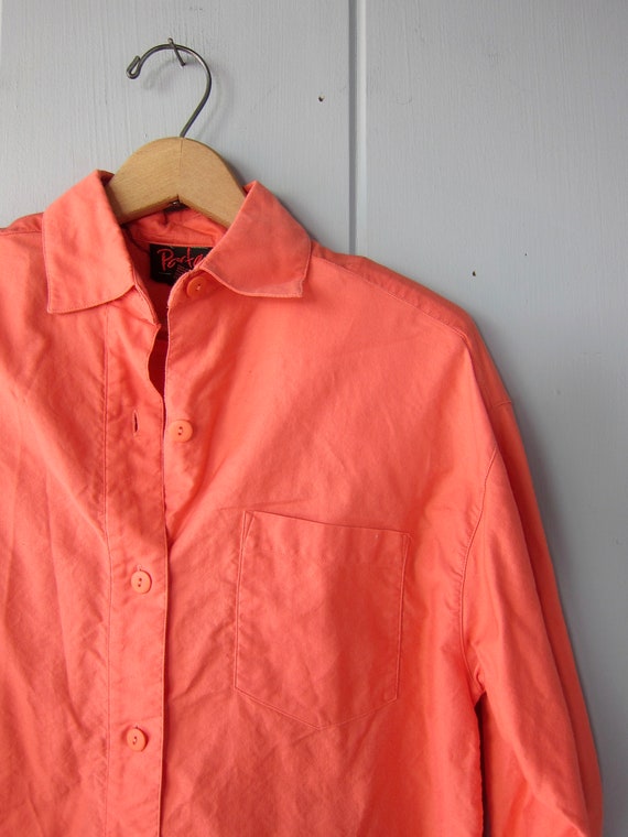 Coral Orange Button Down Shirt | 80s PASTA Poplin… - image 3