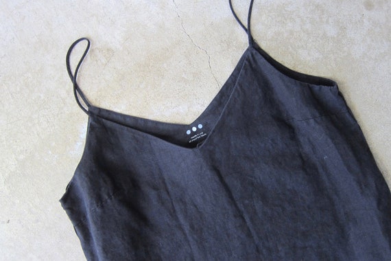 Black Linen Tank Top | Modern Spaghetti Strap Sle… - image 2