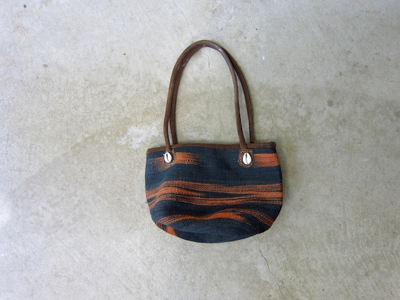 Vintage Small Jute Bag Leather Shoulder Strap Market Tote Black Orange Straw Beach Bag Hippie Boho Summer Woven Jute Bag With Shells Etsy Canada
