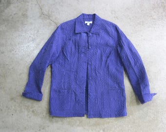 Vintage Purple Quilted Silk Jacket: 90s Fall Coat