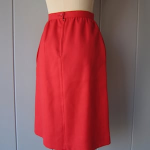 80s Tobacco Red Pencil Skirt Hand Pockets & High Waist Vintage School Girl Mod Skirt image 3