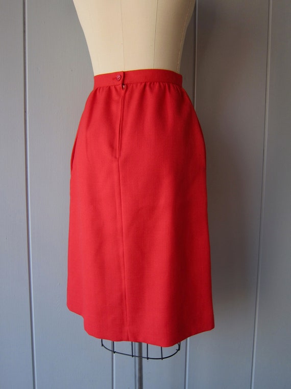 80s Tobacco Red Pencil Skirt | Hand Pockets & Hig… - image 3