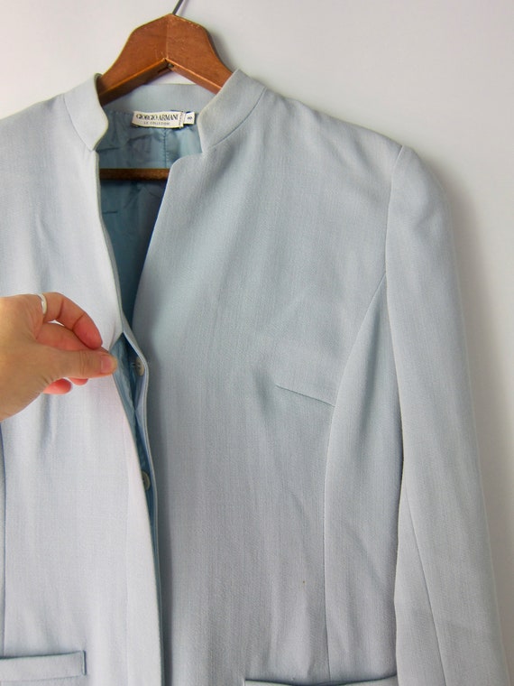 Vintage Giorgio Armani Pale Blue Wool Shift Dress… - image 7