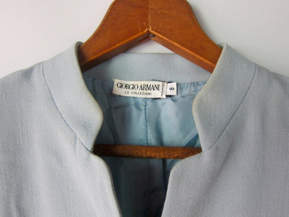 Vintage Giorgio Armani Pale Blue Wool Shift Dress… - image 5