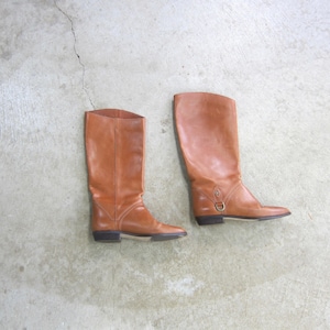 Jaren 80 hoge bruine leren laarzen | Vintage Etienne Aigner rijlaarzen | Herfstpaardensportschoenen dames - maat 6