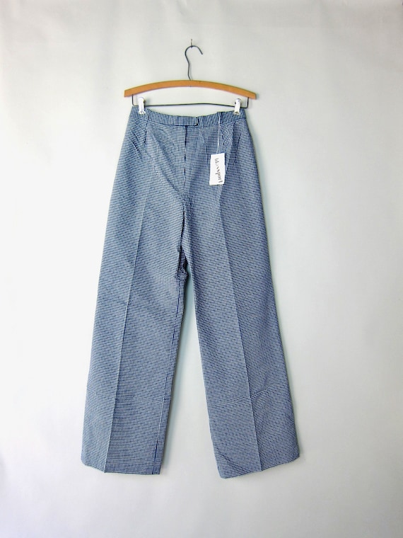 70s Blassport Wide Leg Gingham Pants | Blue White… - image 9