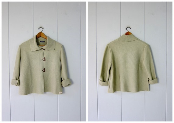 Saint James Wool Rib Cardigan | 90s Neutral Knit S