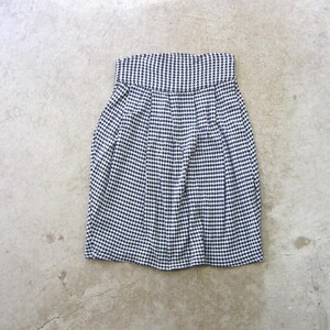 80s Black White Checkered Pencil Skirt | High Waist Houndstooth Knit Skirt | 1980s Vintage Fall Mini Check Skirt