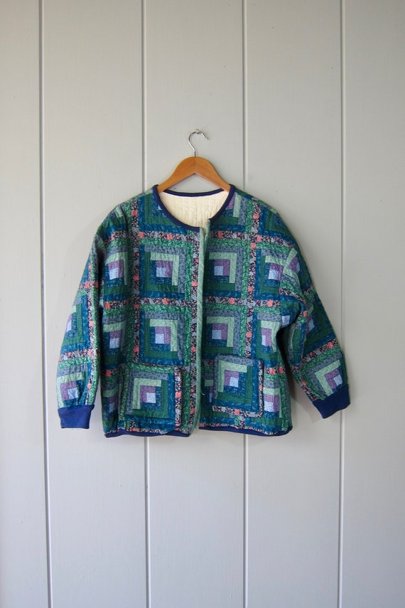 80s Handmade Quilted Jacket | Colorful Bohemian Q… - image 6