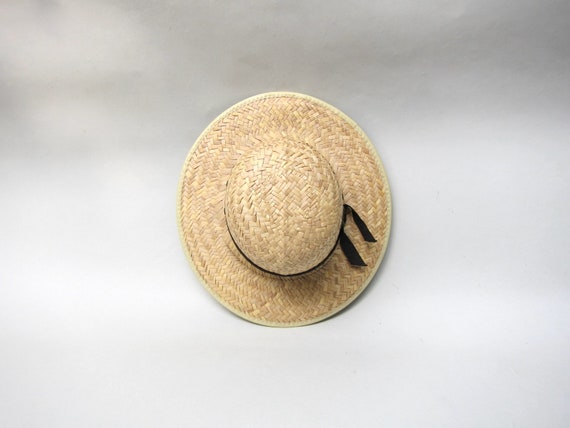 80s Woven Straw Hat | Straw Market Chore Hat | Wo… - image 1