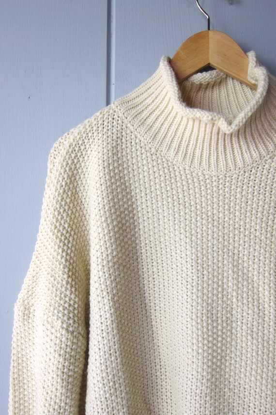 Creamy White Textured Sweater | Slouchy Turtlenec… - image 4