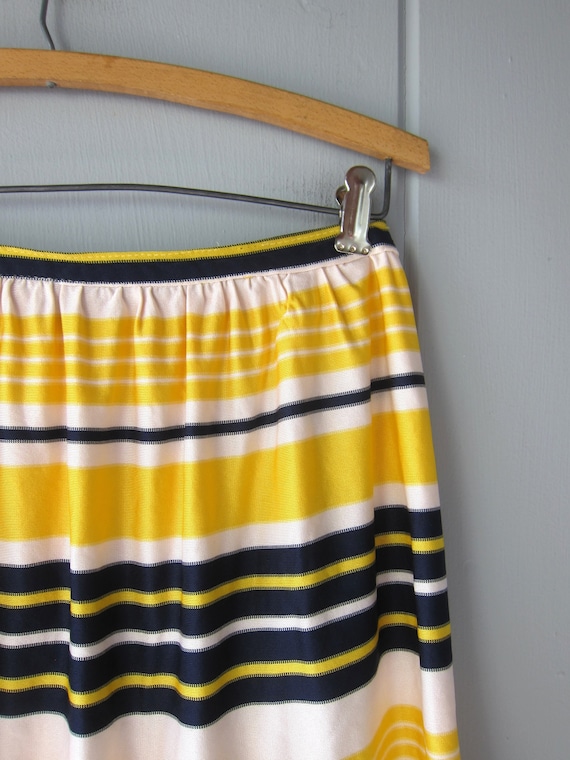 60s Mod Mini Skirt | Yellow Blue Striped Skirt | … - image 3