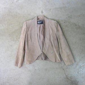 Vintage 80s Tan Suede Cropped Jacket: Women&#39;s Leather Loft, Western Style
